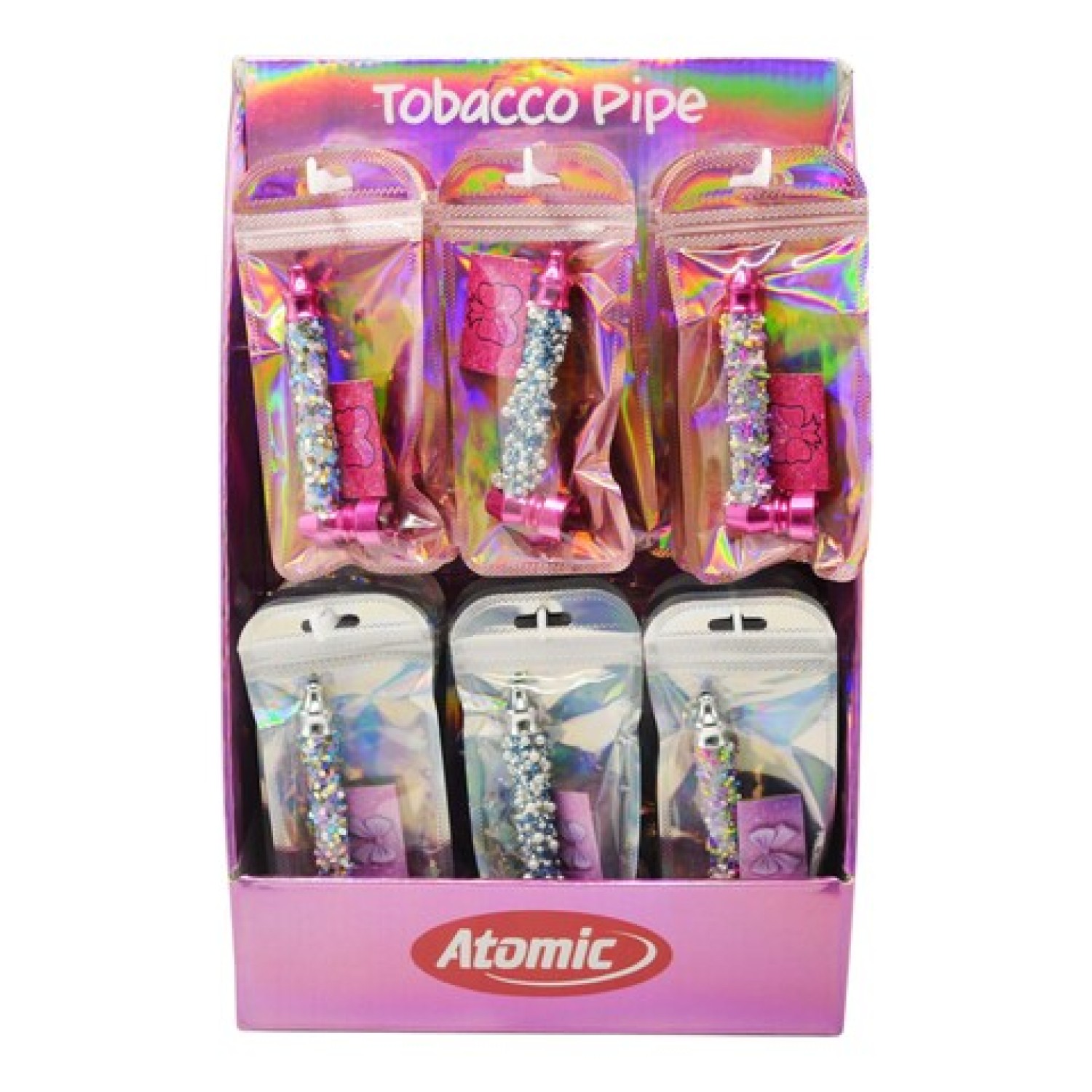 Metal Pfeife Pink & Silber +5er Siebe Auf Blister 10cm 24er-Display Metal Pfeife Pink & Silber +5er Siebe Auf Blister 10cm 24er-Display