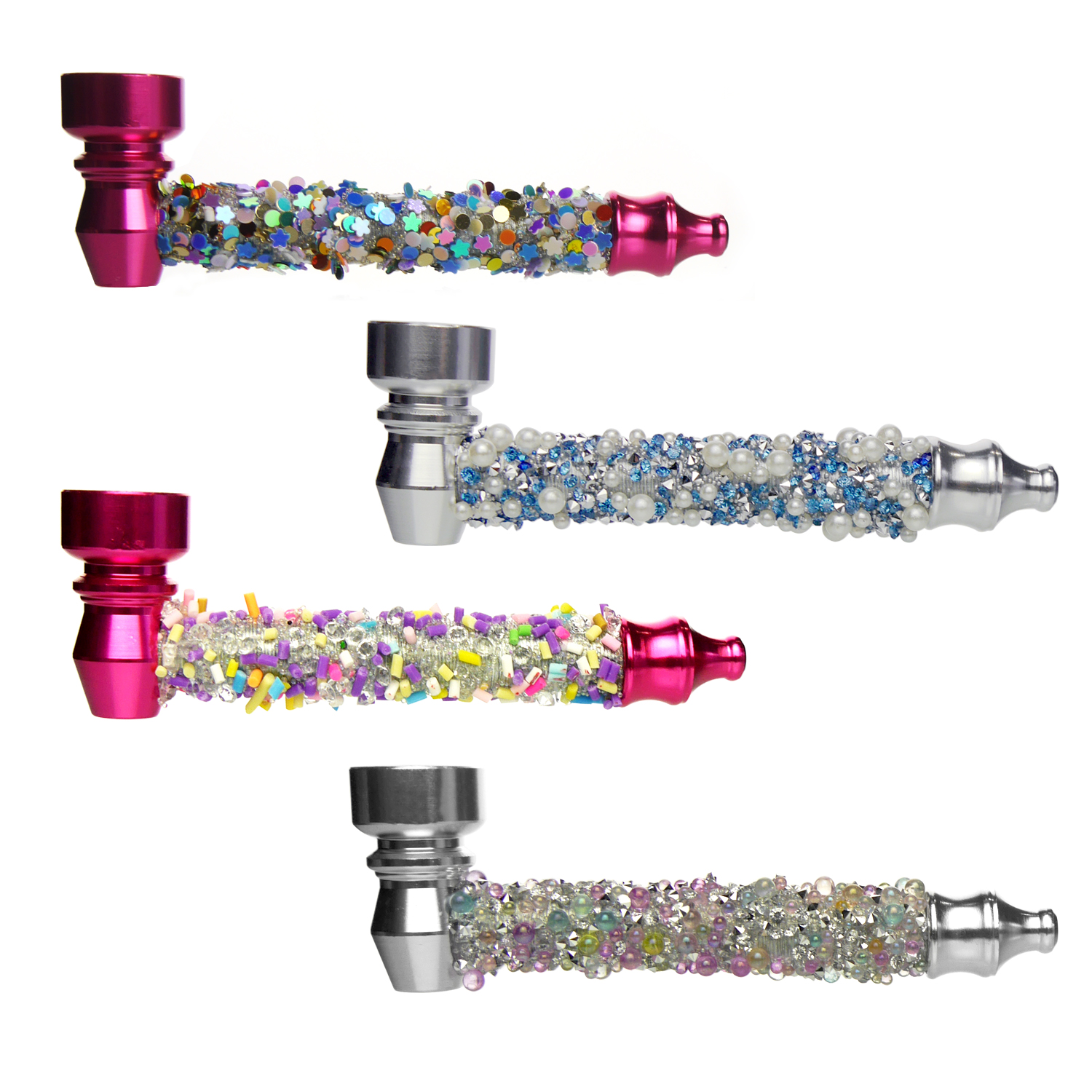 Metal Pfeife Pink & Silber +5er Siebe Auf Blister 10cm 24er-Display Metal Pfeife Pink & Silber +5er Siebe Auf Blister 10cm 24er-Display