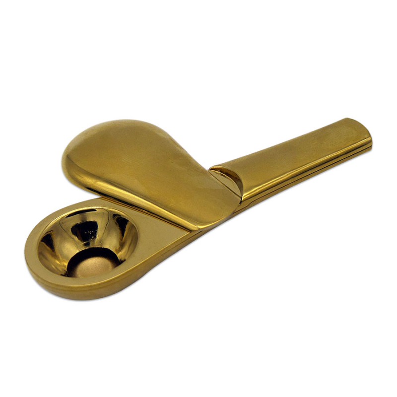 Metall Pfeife mit Deckel Gold in Box 7cm