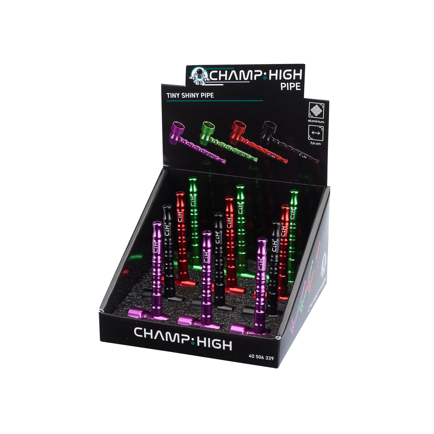 CHAMP:HIGH Kleine glänzende Aluminiumpfeife in verschiedenen Farben 7,6 cm, VE 12