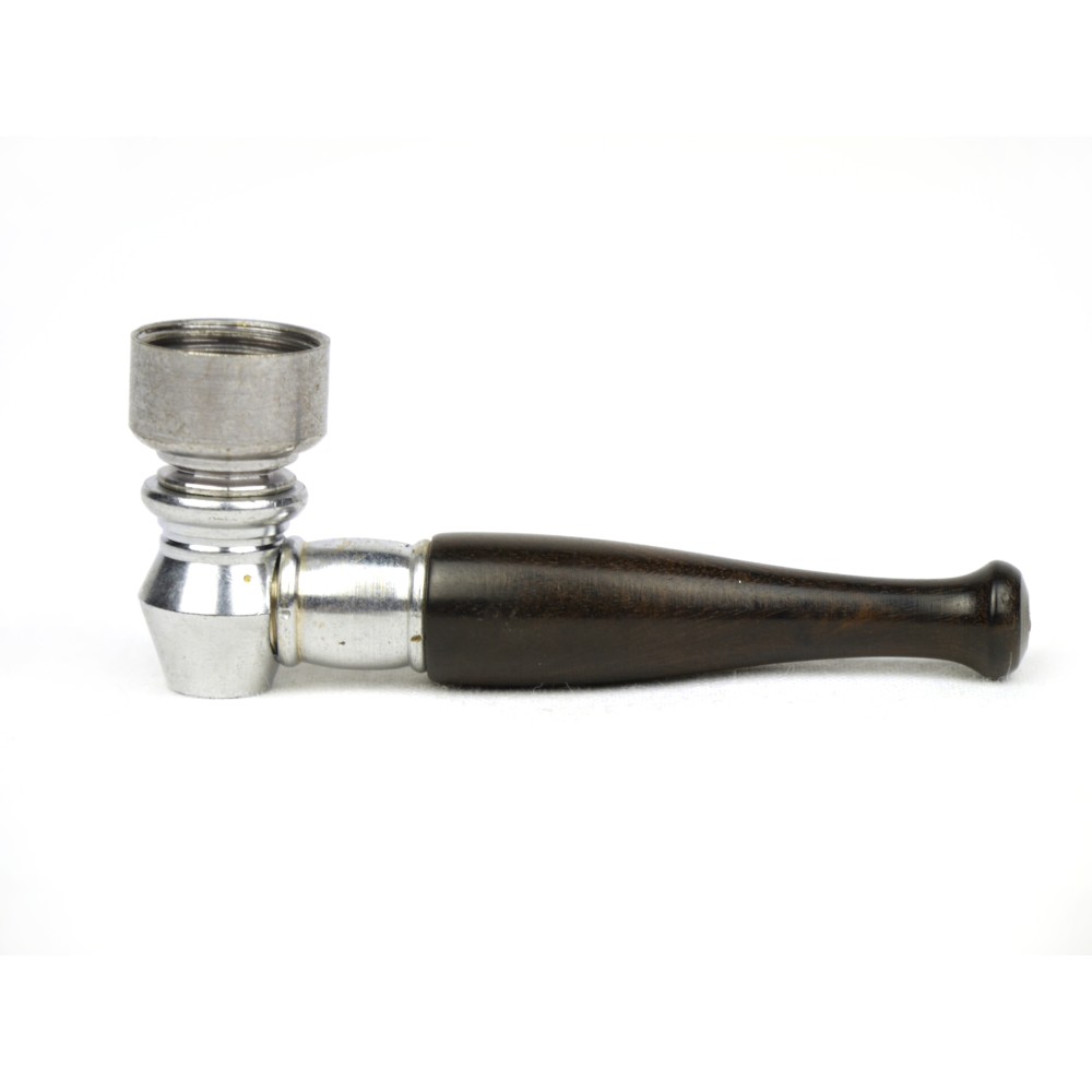 Metallpfeife10cm.mit  Schwarz Holz munde 6 Stück.