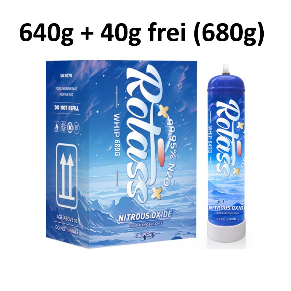 Rotass 0,95L | Zylinder 640g+40g Frei (680g)  Sahnekapseln