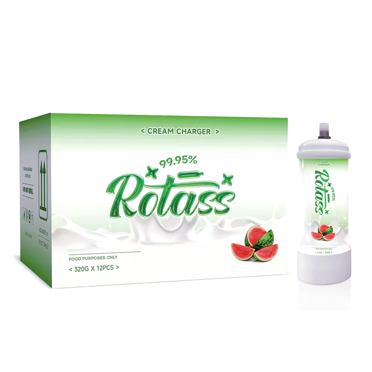 ROTASS Wassermelone 0,52L l Zylinder 320g Sahnekapseln 12 stück 