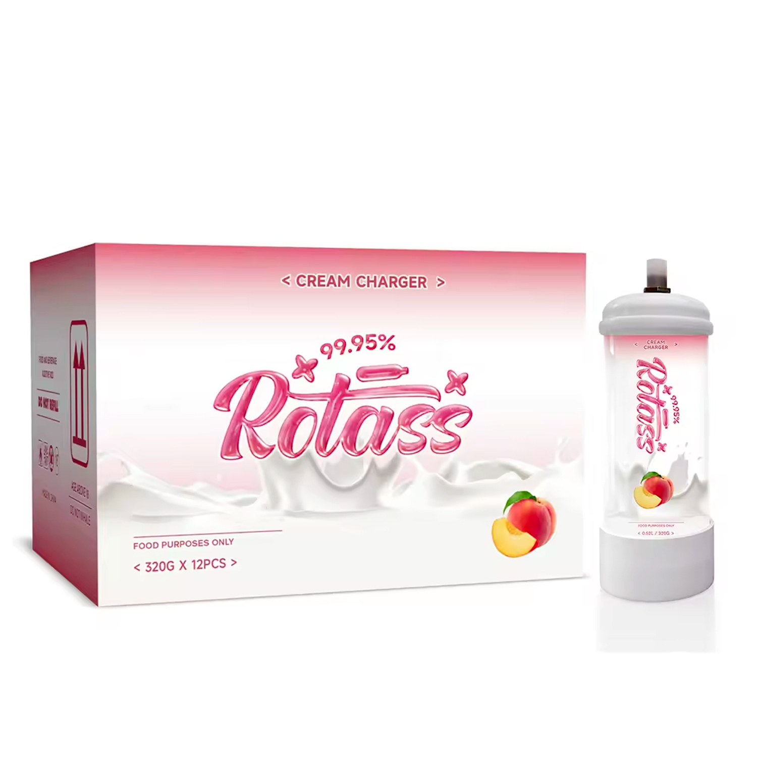 ROTASS Peach 0,52L l Zylinder 320g Sahnekapseln 12 stück 