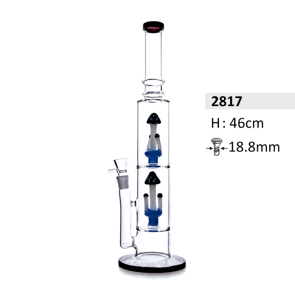 Schwere Glasbong mit doppel Mushroom Perkolator und Eis | Höhe: 46 cm, Schliff: 18,8mm