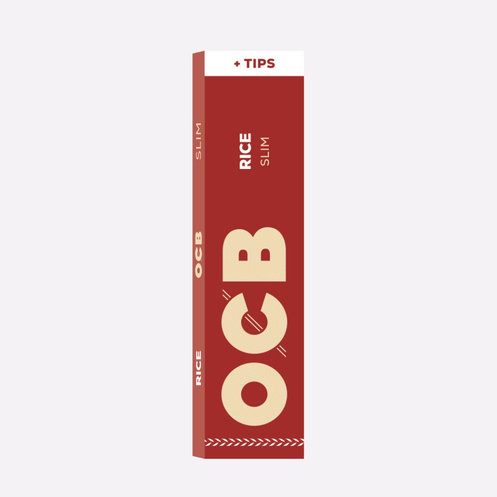 OCB Rice Slim + Tips 32-pack box with 32 papers / tips