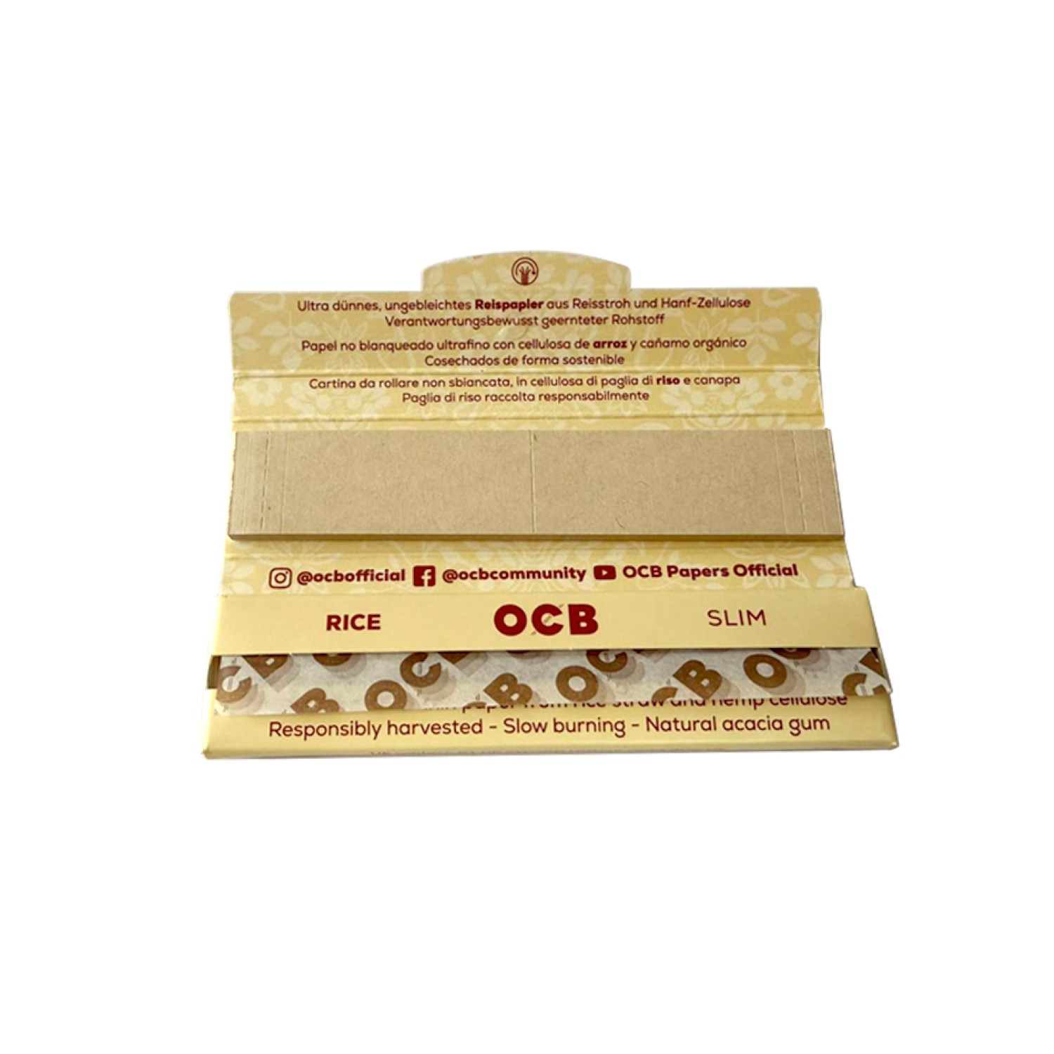 OCB Rice Slim + Tips 32-pack box with 32 papers / tips