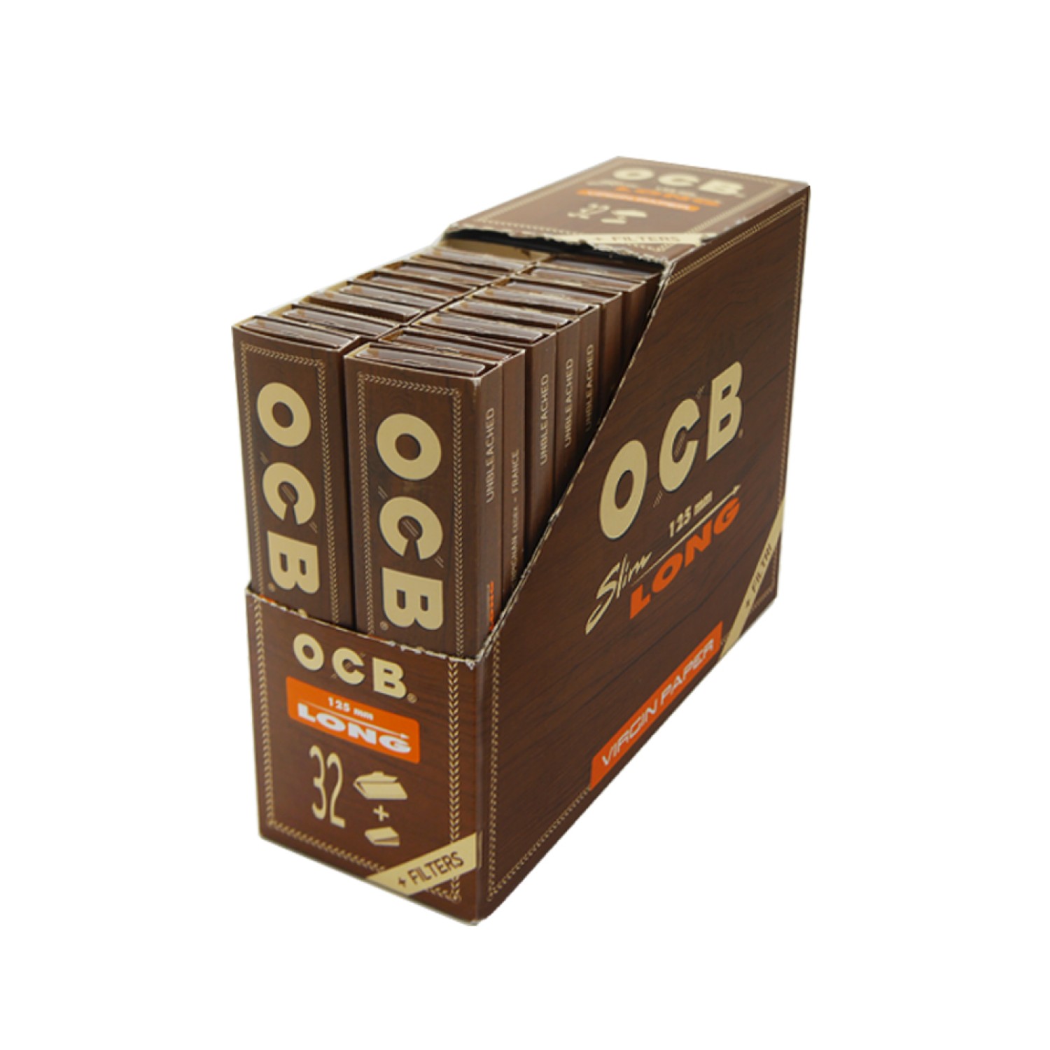 OCB Unbleached Slim+Tips 32er Box a 32 Blatt /Tips