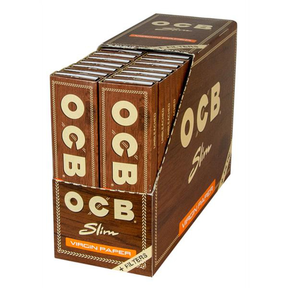OCB Unbleached Virgin Slim Papier + Filter Tip