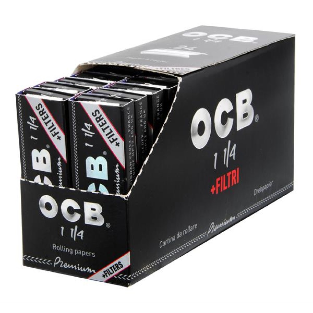 OCB Schwarz Premium 1¼ + Tips 24er Box a50 Blatt + Tips