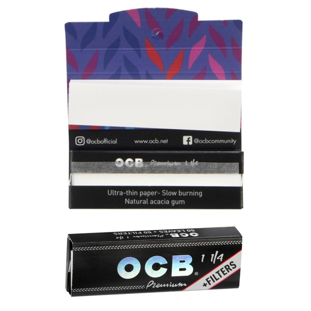 OCB Schwarz Premium 1¼ + Tips 24er Box a50 Blatt + Tips