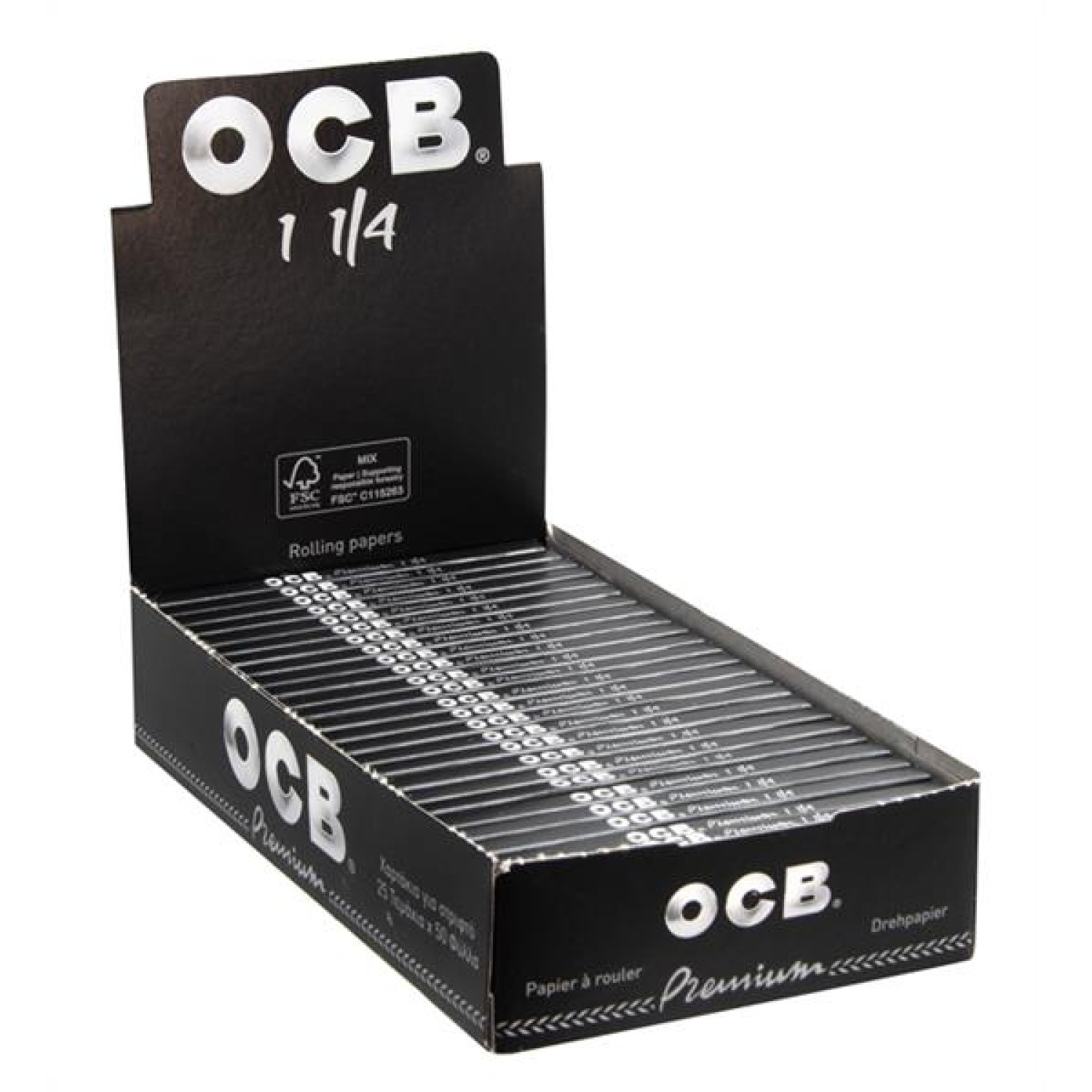 OCB Schwarz Premium 1¼ ,  25er Box a 50 Blatt