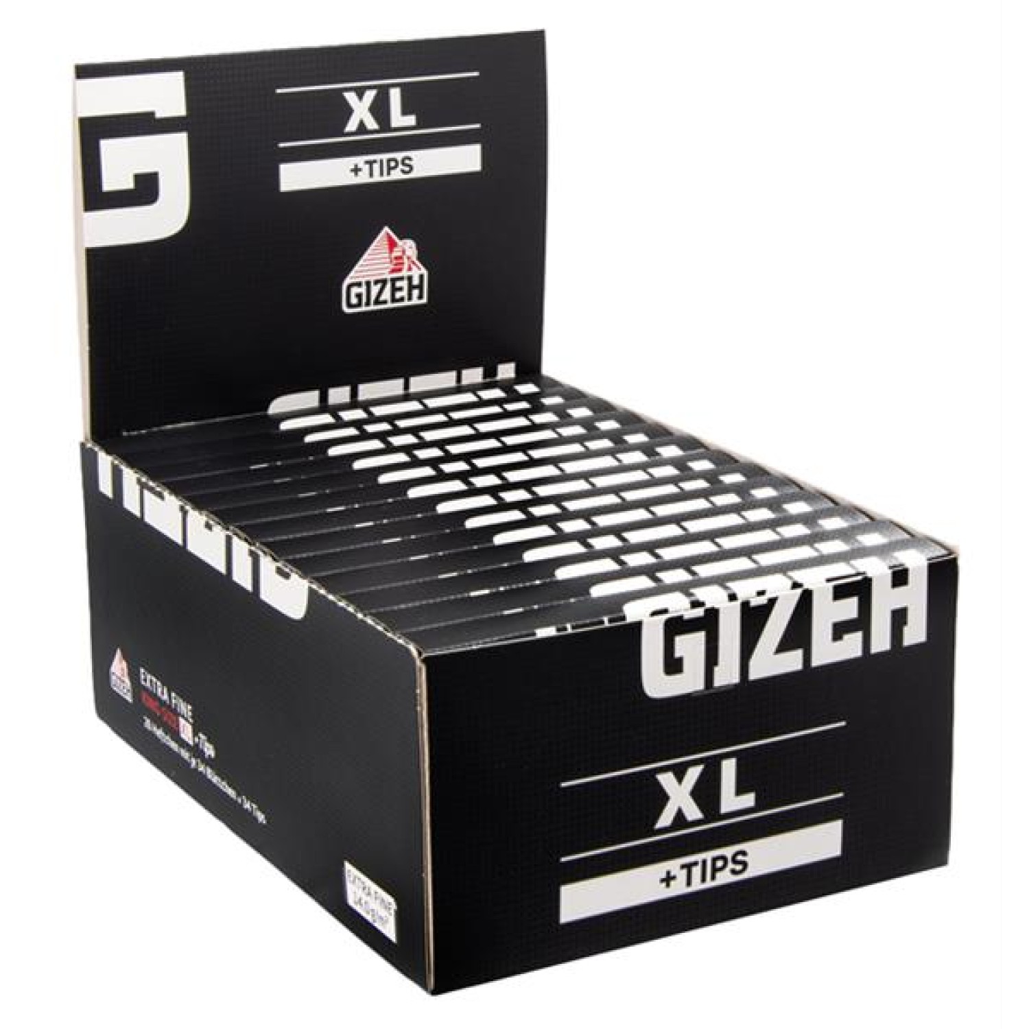 GIZEH Black Extra Fine King Size XL + Tips | 26 Heftchen mit je 34 Blatt + 34 Tips