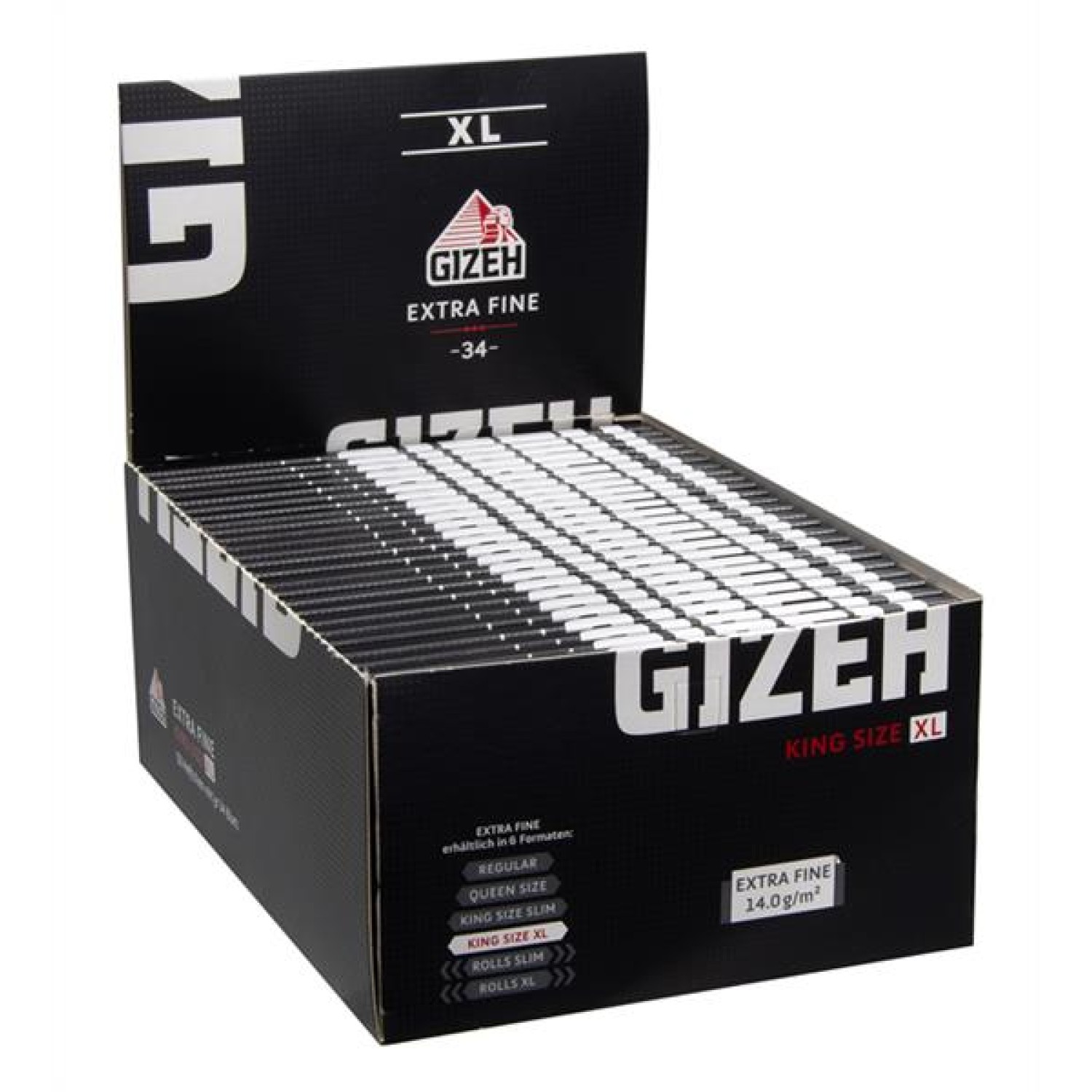 GIZEH Black Extra Fine King Size XL | 50 Heftchen mit je 34 Blatt