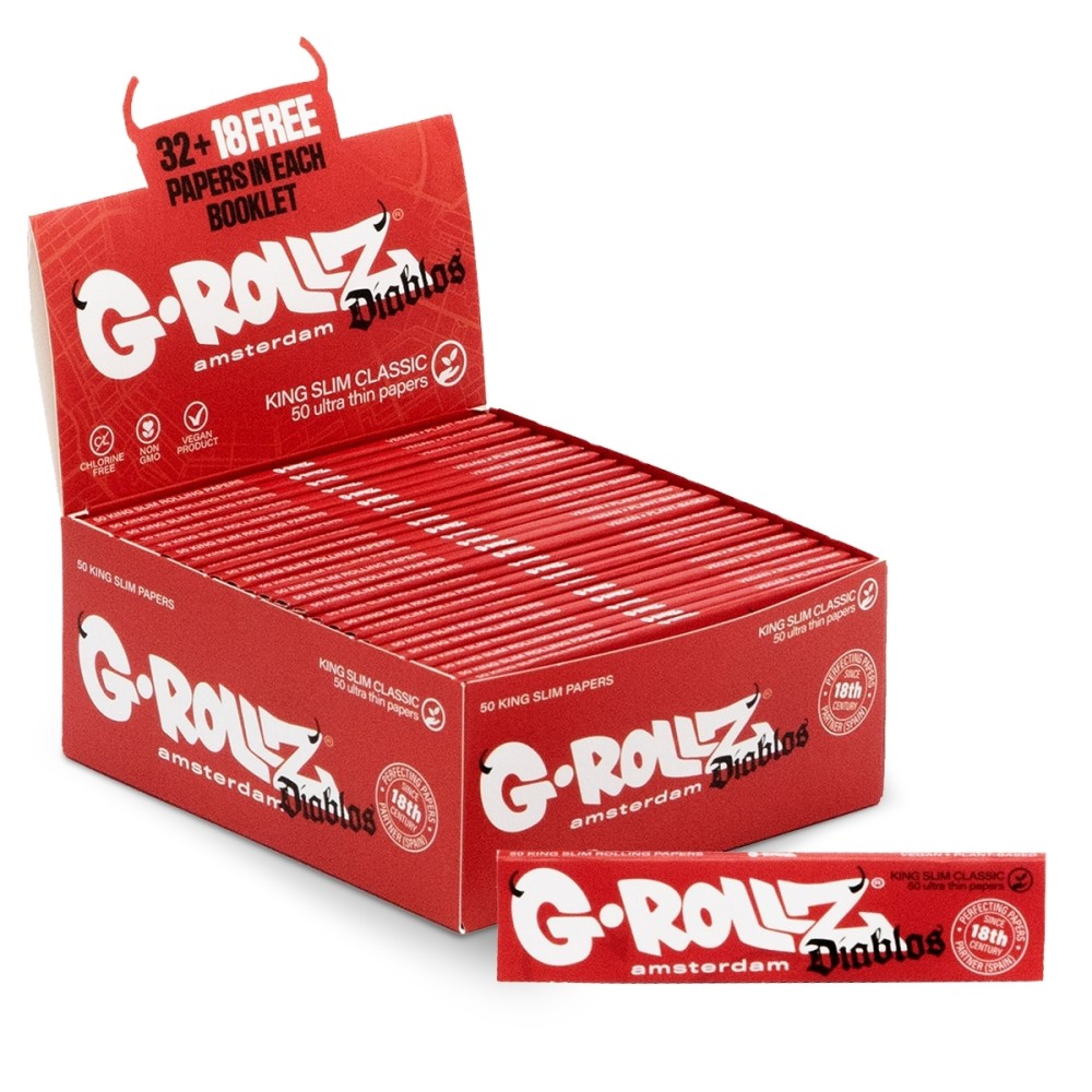 G-Rollz | Diablos - 50 White KS Slim Papers (50 Booklets Display)