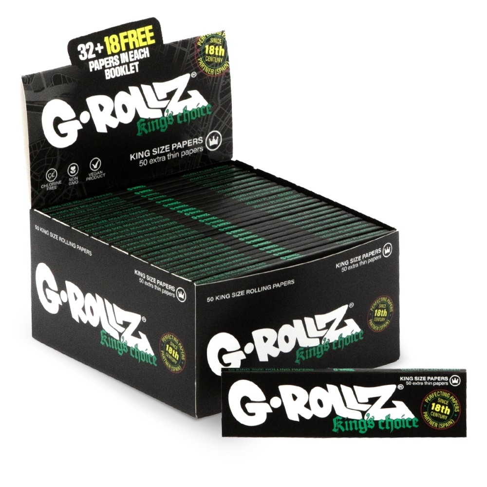 G-Rollz | King's Choice - 50 White KS Wide Papers (50 Booklets Display)
