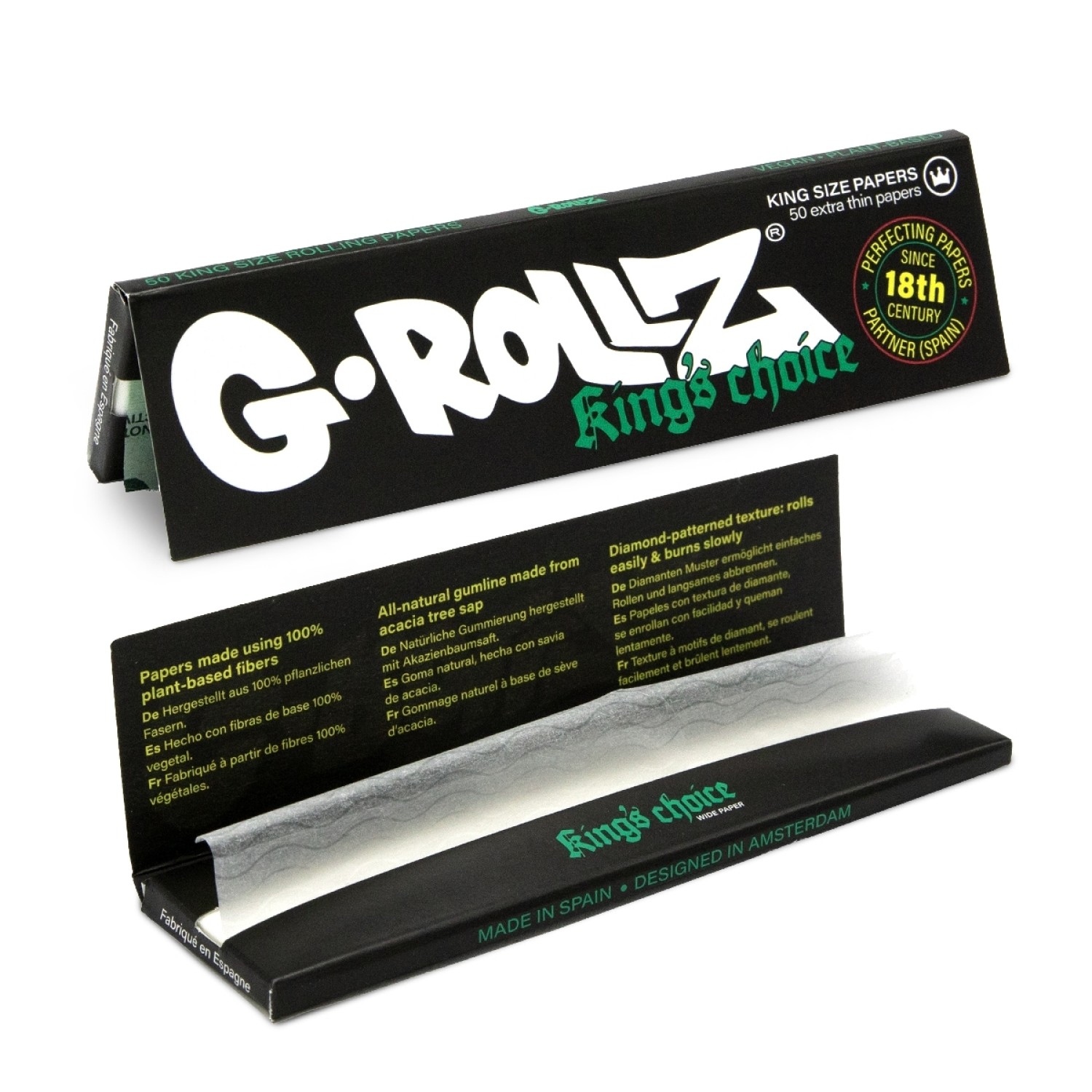 G-Rollz | King's Choice - 50 White KS Wide Papers (50 Booklets Display)