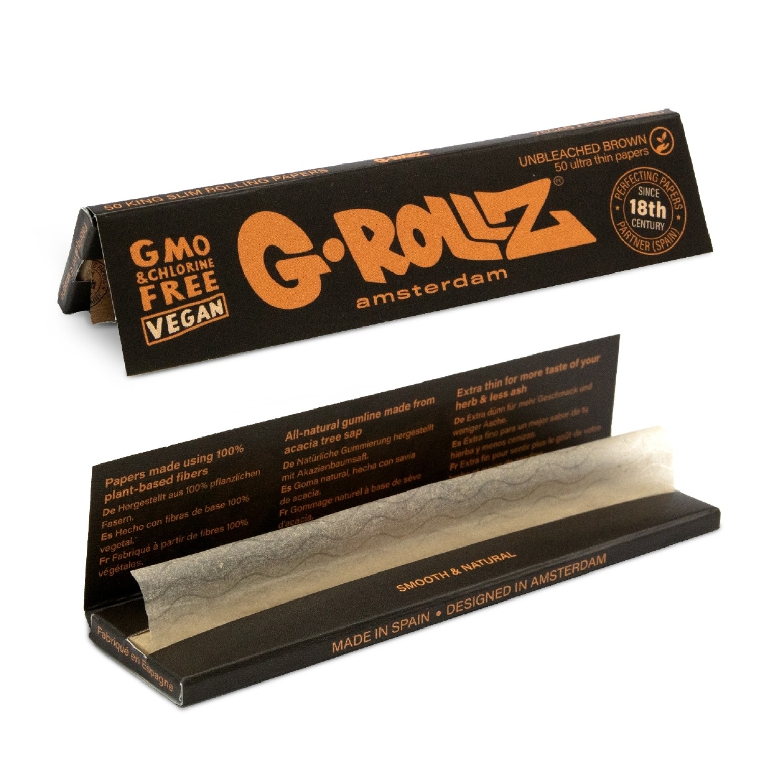 G-Rollz | Unbleached Extra Thin - 50 KS Slim Papers (50 Booklets Display)