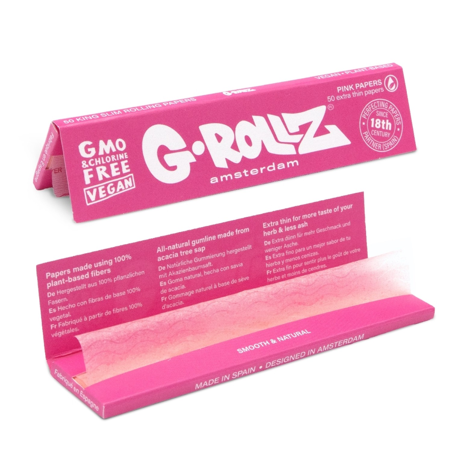 G-Rollz | Lightly Dyed Pink - 50 KS Slim Papers (50 Booklets Display)