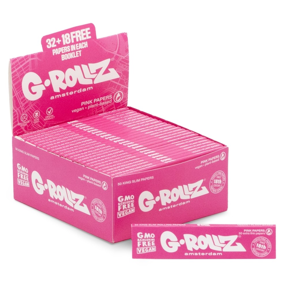 G-Rollz | Lightly Dyed Pink - 50 KS Slim Papers (50 Booklets Display)