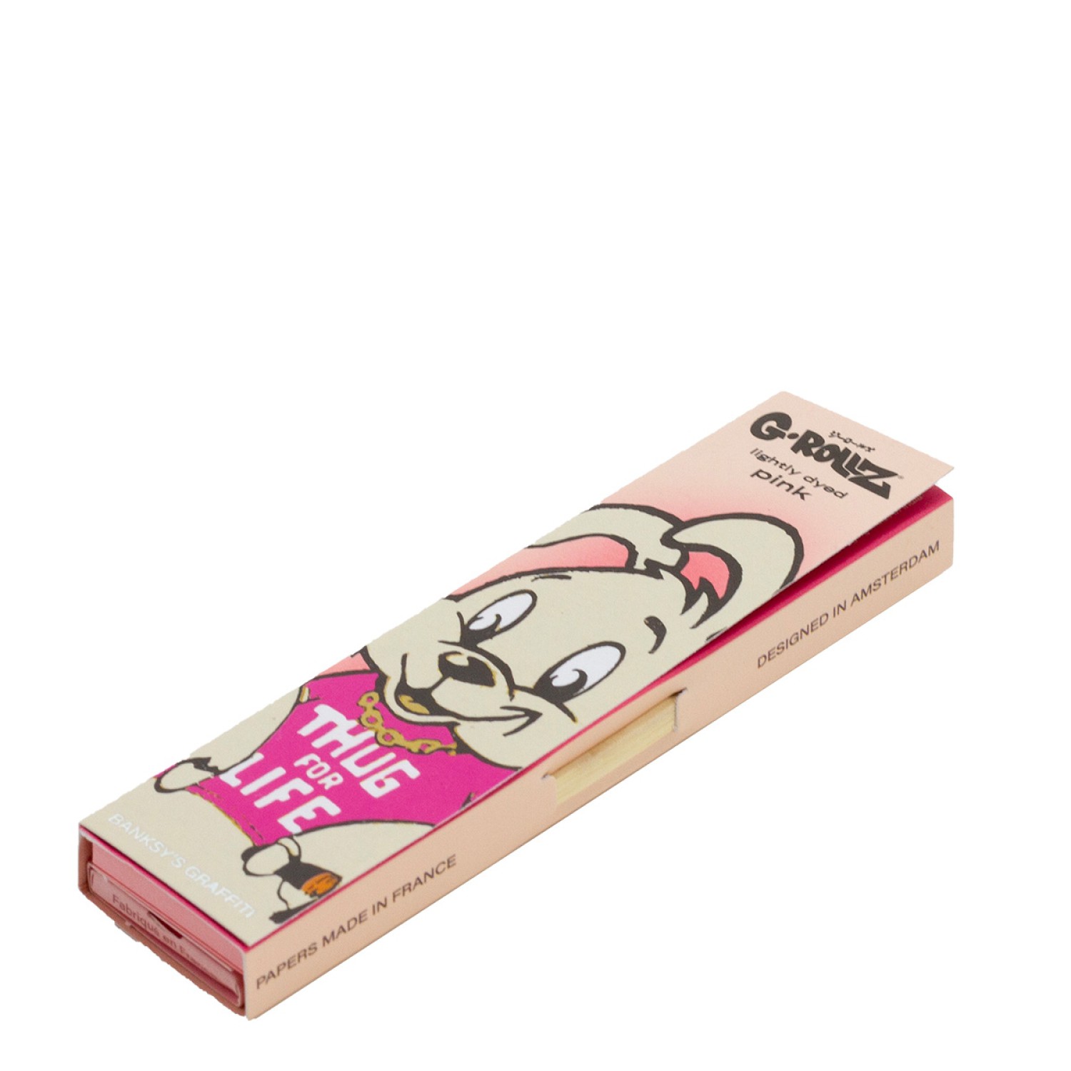 G-Rollz Banksy`s Graffiti "Thug For Life" Pink  50 KS Slim Paper+Tip 24er Display