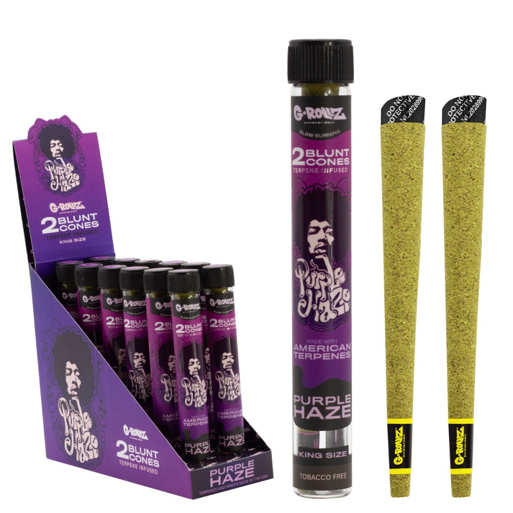 G-Rollz | Mit Terpenen angereicherte Kegel „Purple Haze“ (12er-Display, 24 Kegel)
