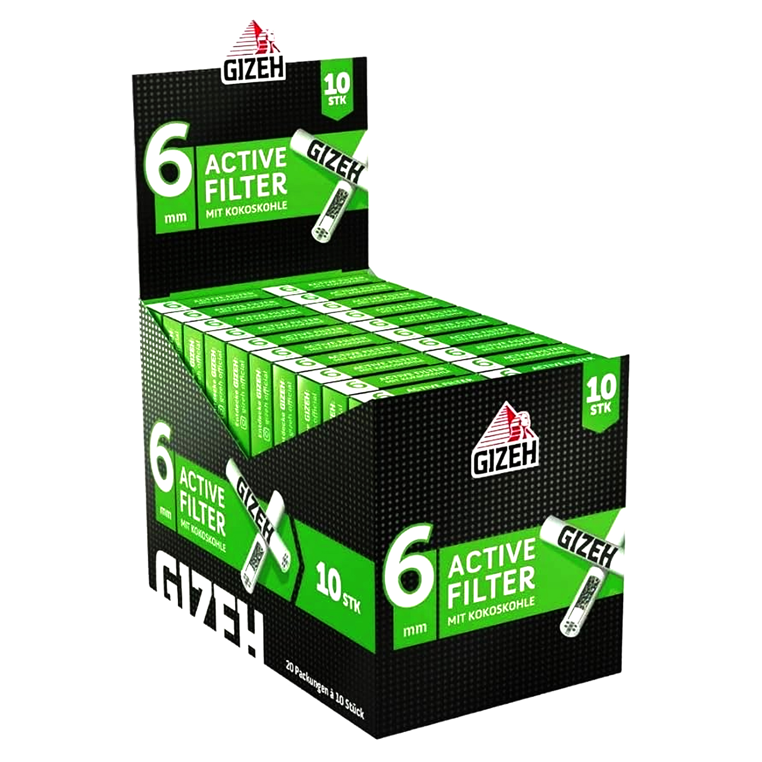 Gizeh ActiveKohle Filter 6mm 20er Box (a10Stück)