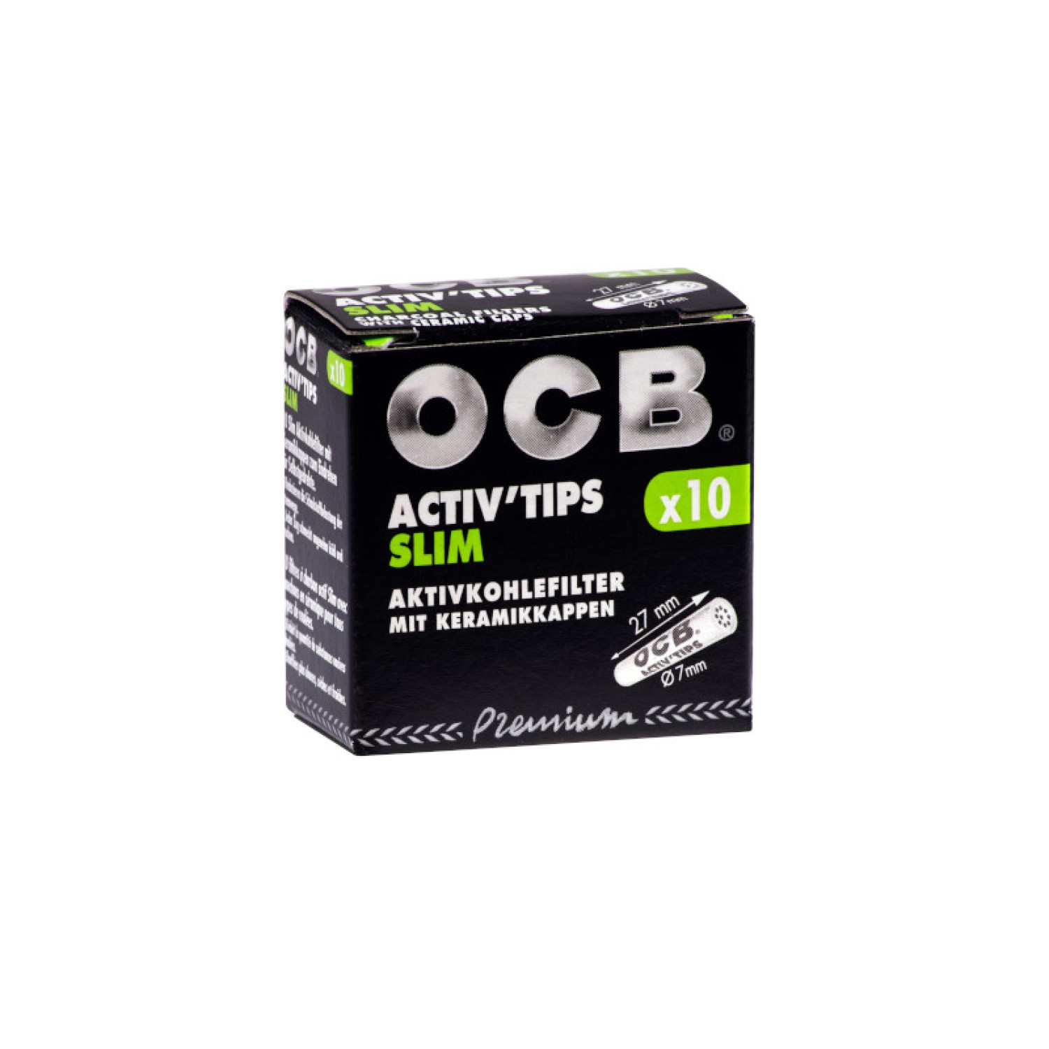 OCB Aktiv Tips Slim Ø:7mm L:27mm 20er Box  á10 Filter 