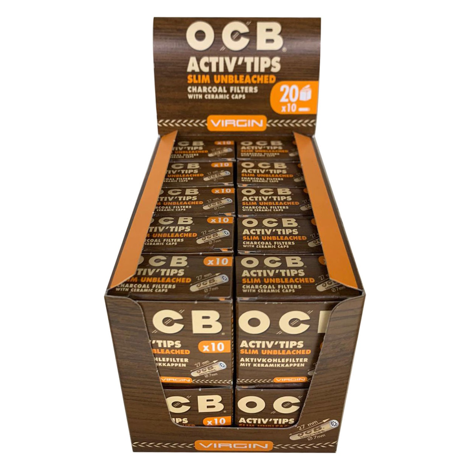 OCB Aktiv Tips Slim "Unbleached" Ø:7mm L:27mm 20er Box á10 Filter
