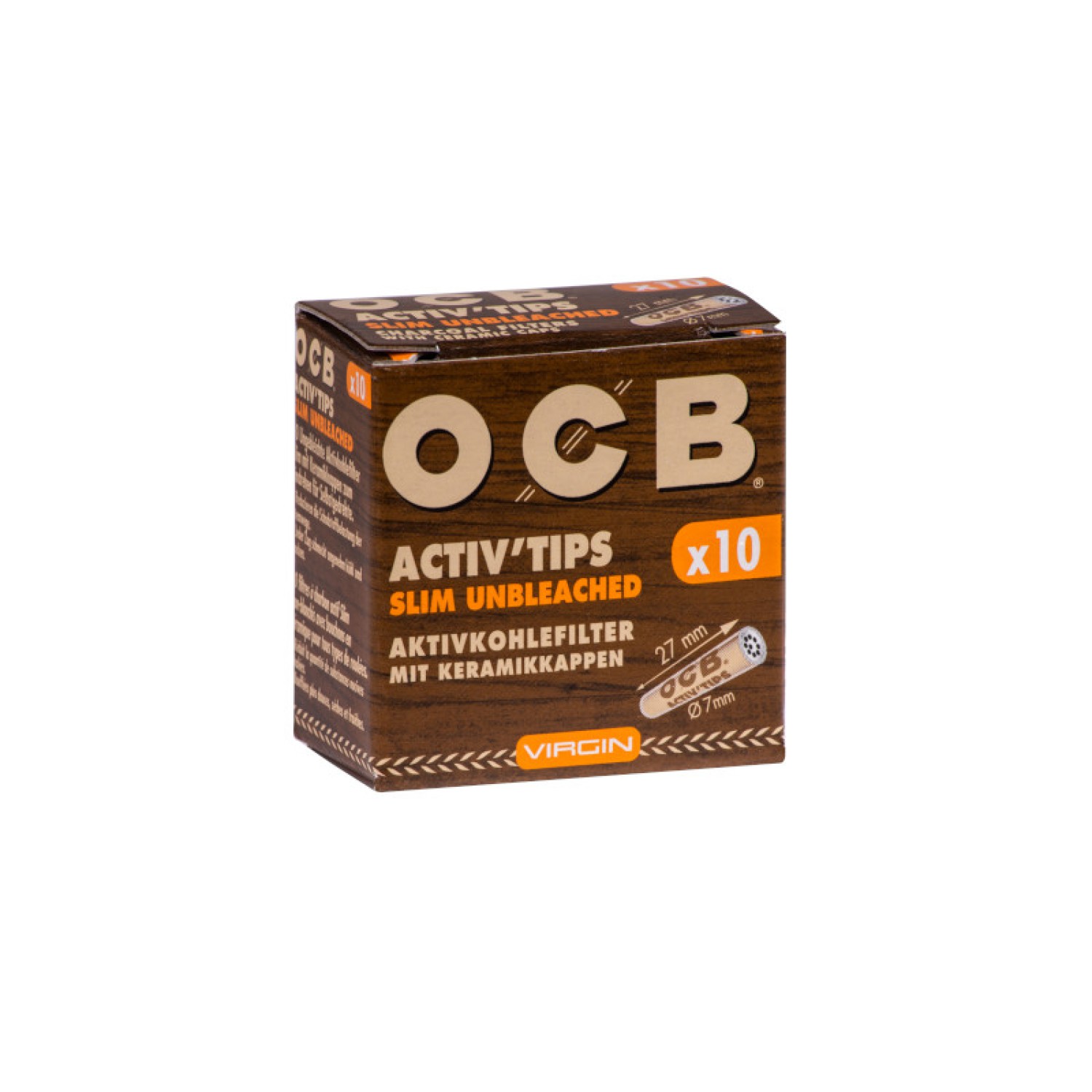 OCB Aktiv Tips Slim "Unbleached" Ø:7mm L:27mm 20er Box á10 Filter