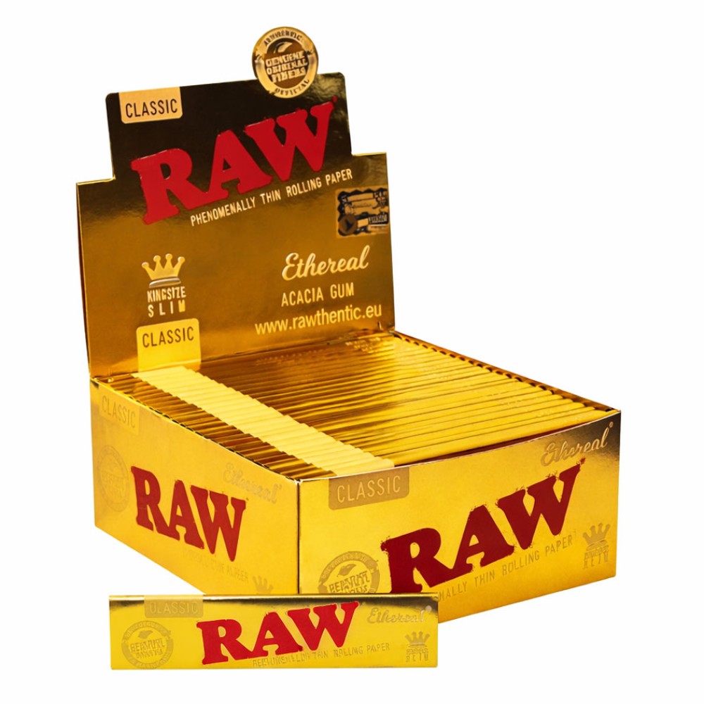 Raw Ethereal Gold King Size Slim Blättchen 50er, 32a blatt