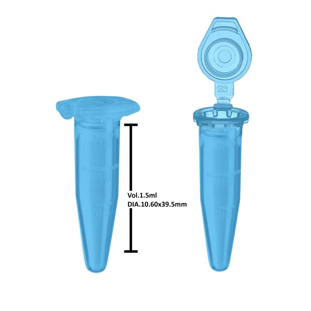 Reaktionsgefäß " Safe Fit " Blau mit Deckel, 1,5ml, VE 500, transparent