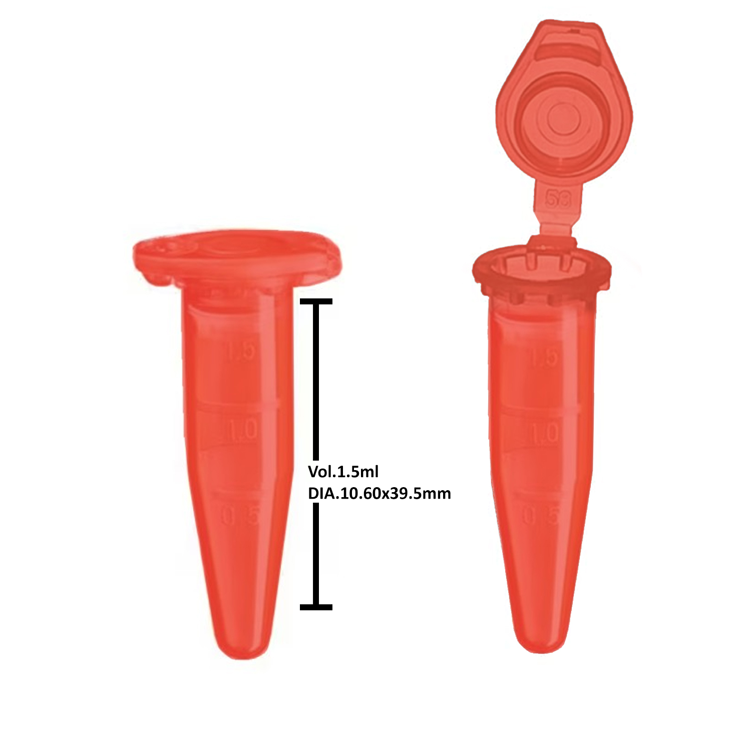 Reaktionsgefäß " Safe Fit " Rot mit Deckel, 1,5ml, VE 500, transparent