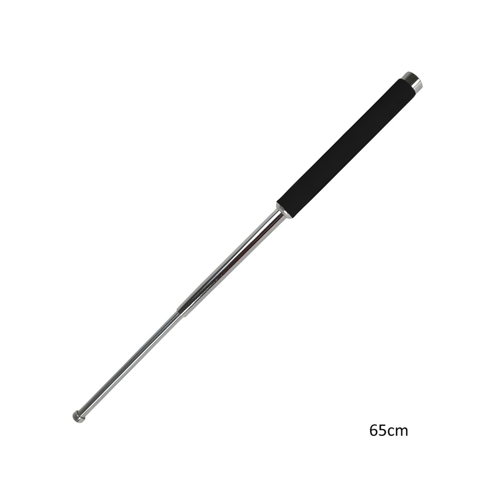 Teleskopschlagstock mit Moosgummigriff und Holster | Silber Farbe - 65cm/26 Zoll