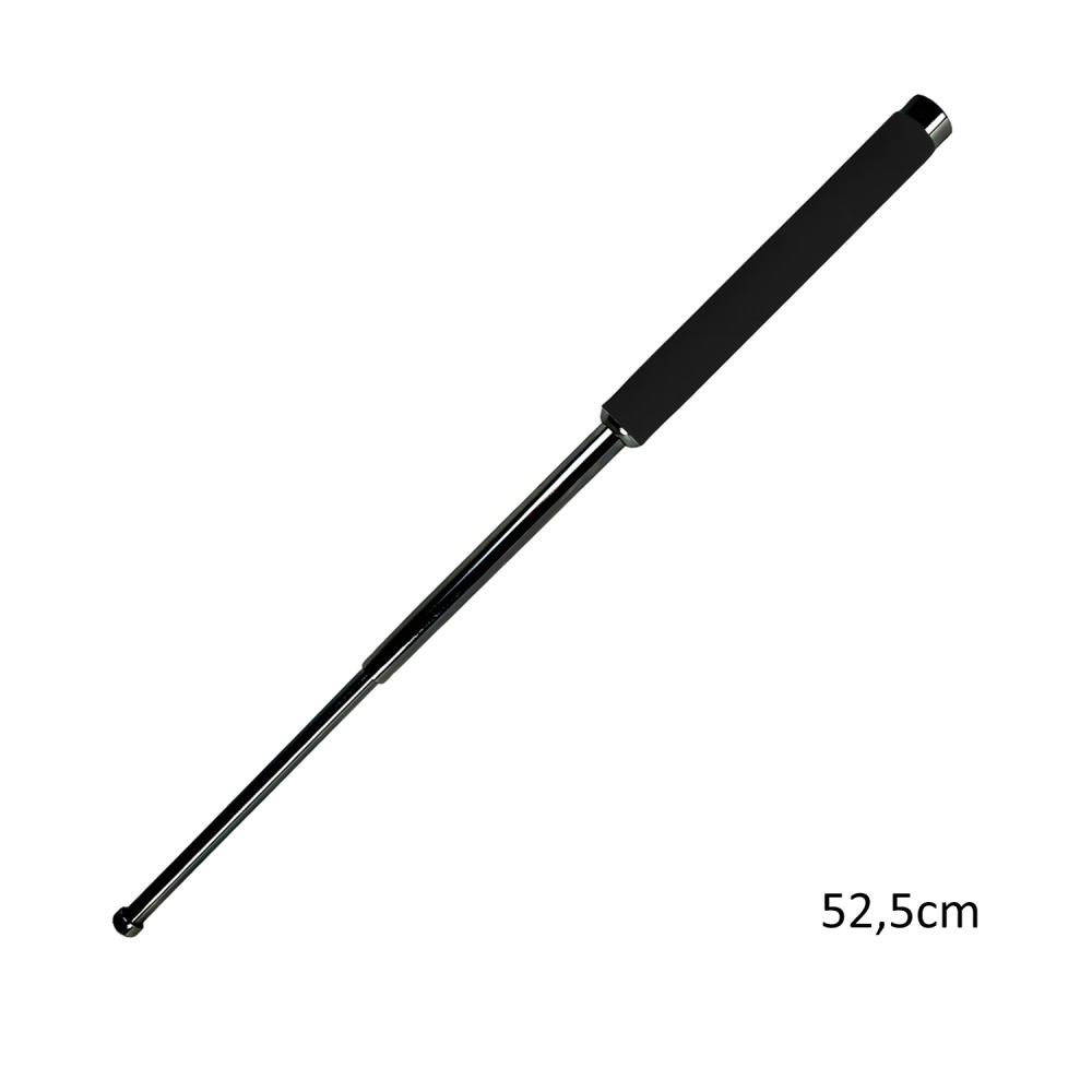 Teleskopschlagstock mit Moosgummigriff und Holster | Schwarz Farbe - 52.5cm/21 Zoll
