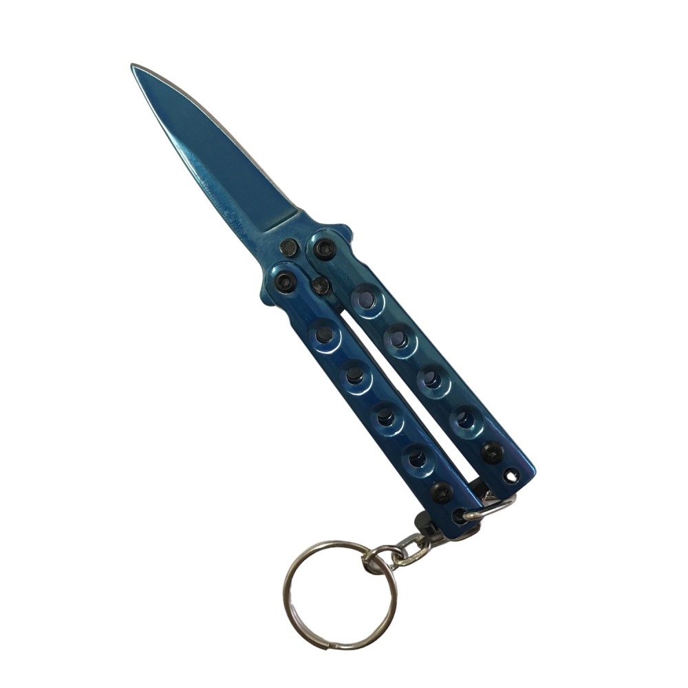Schlüsselanhänger Butterfly Taschenmesser blau