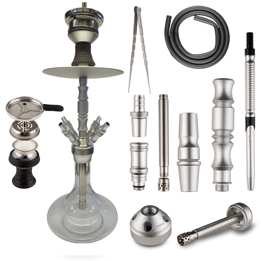 Shisha Silber Farbe mit Steinkopf, Sieben und Griff, ca. 52 cm hoch