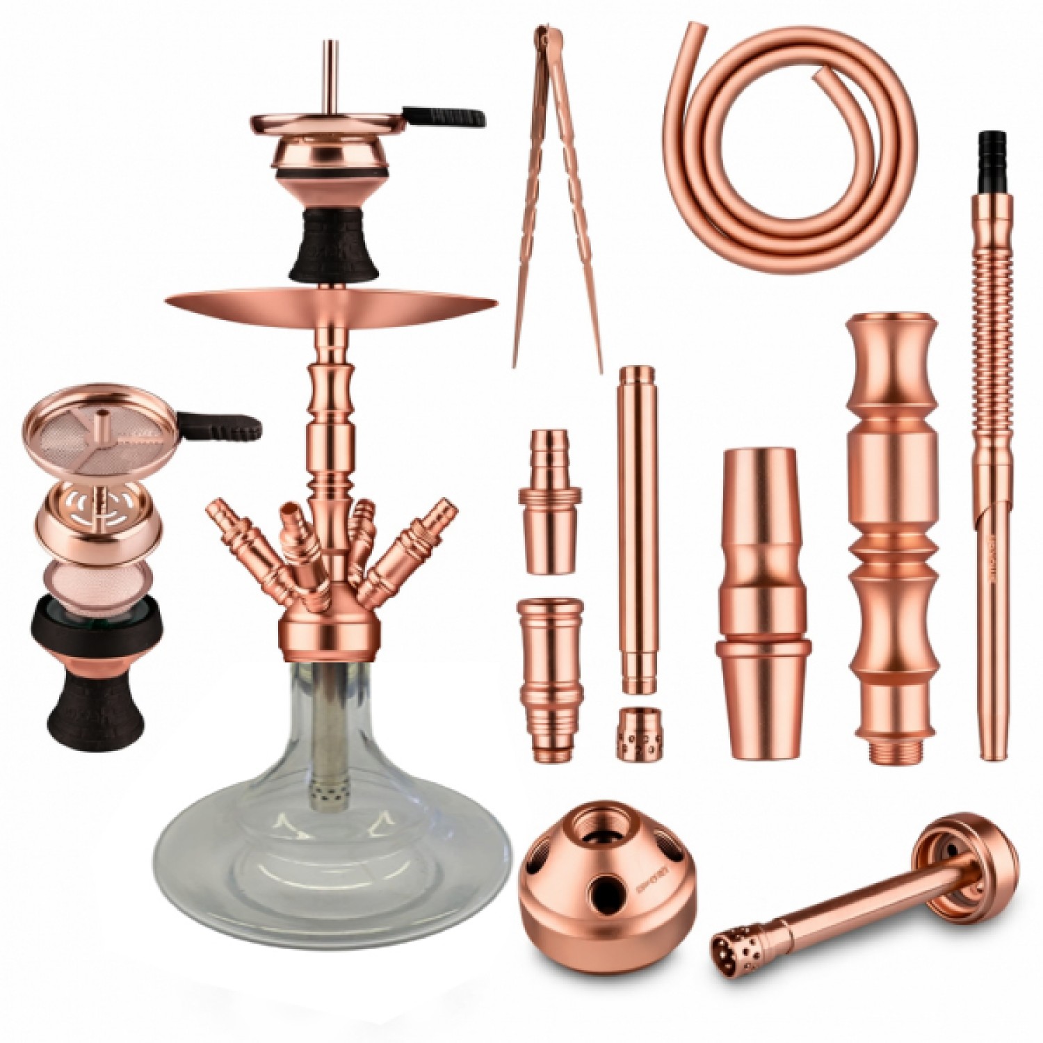 Shisha Gelb/Golden Farbe mit Steinkopf, Sieben und Griff, ca. 52 cm hoch