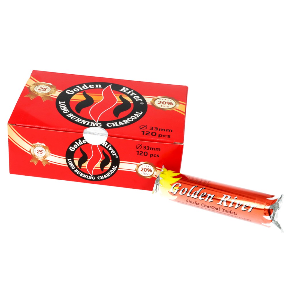 Golden River Shisha Kohle 33mm 10 Rollen à 10 Tabletten + 2 Rollen gratis