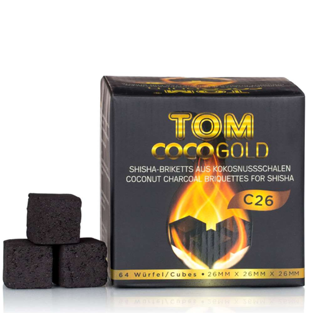 TOM COCO Gold Kokosnuss kohle1kg. 26x26x26mm 64 Wü