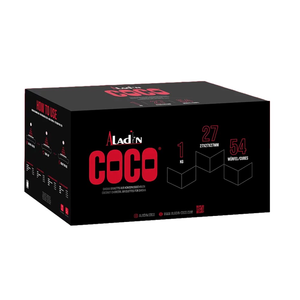 Aladin Coco Kokosnusskohle Würfel – 27 × 27 × 27 mm, 54 Würfel, 1 kg