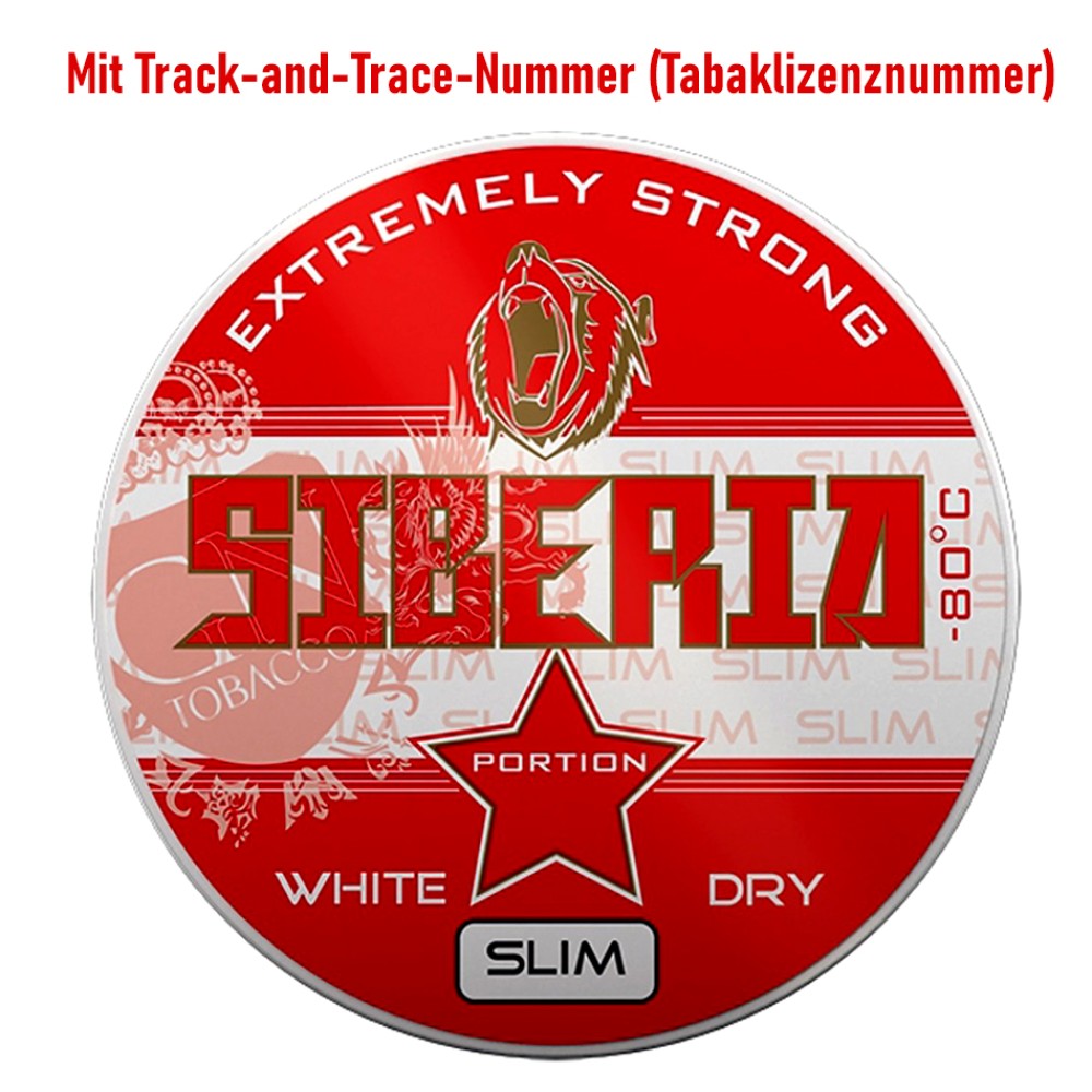  Kautabak Siberia Red Strong White Dry Slim Dose, Nikotinstärke 43 mg/g