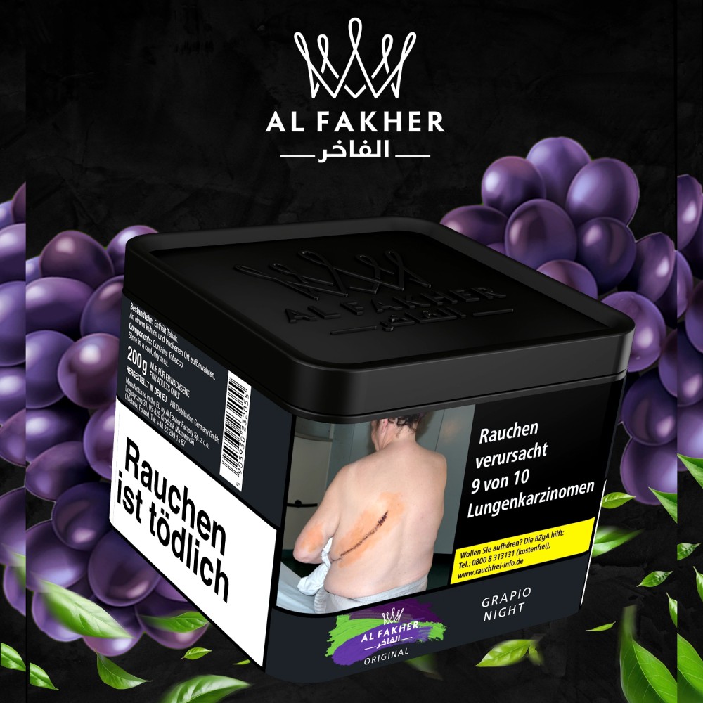 Al Fakher Tabak Grapio Night 200g, EVK 25,90€