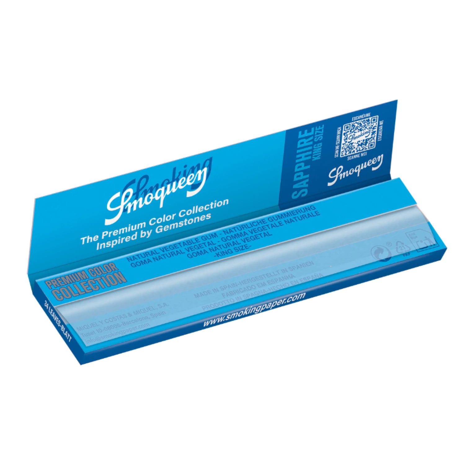 Smoking SMOQUEEN SAPPPHIRE Blau King Size Slim Papier 50er Box a 34 Blatt