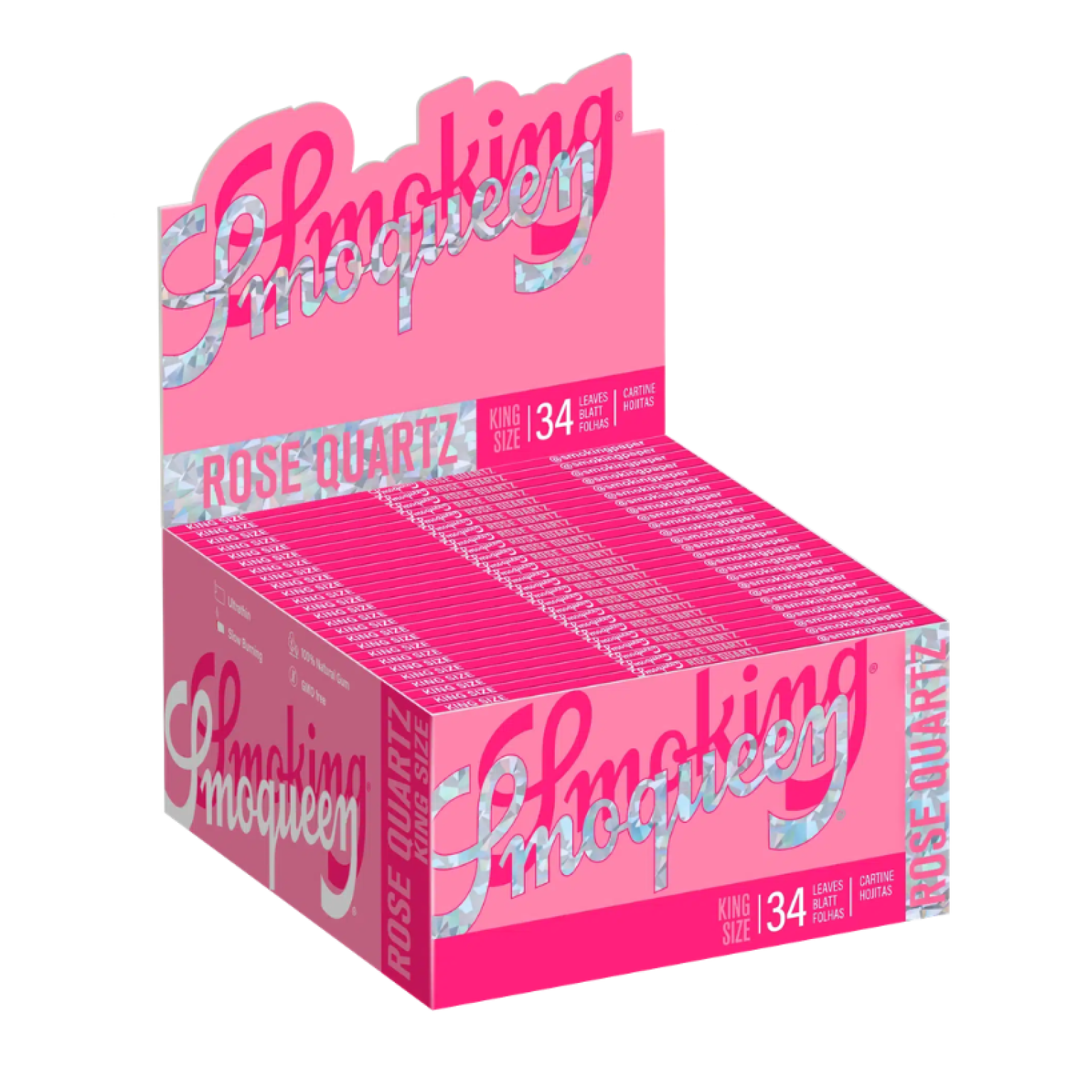 Smoking SMOQUEEN ROSE QUARTZ Rosa King Size Slim Papier 50er Box a 34 Blatt