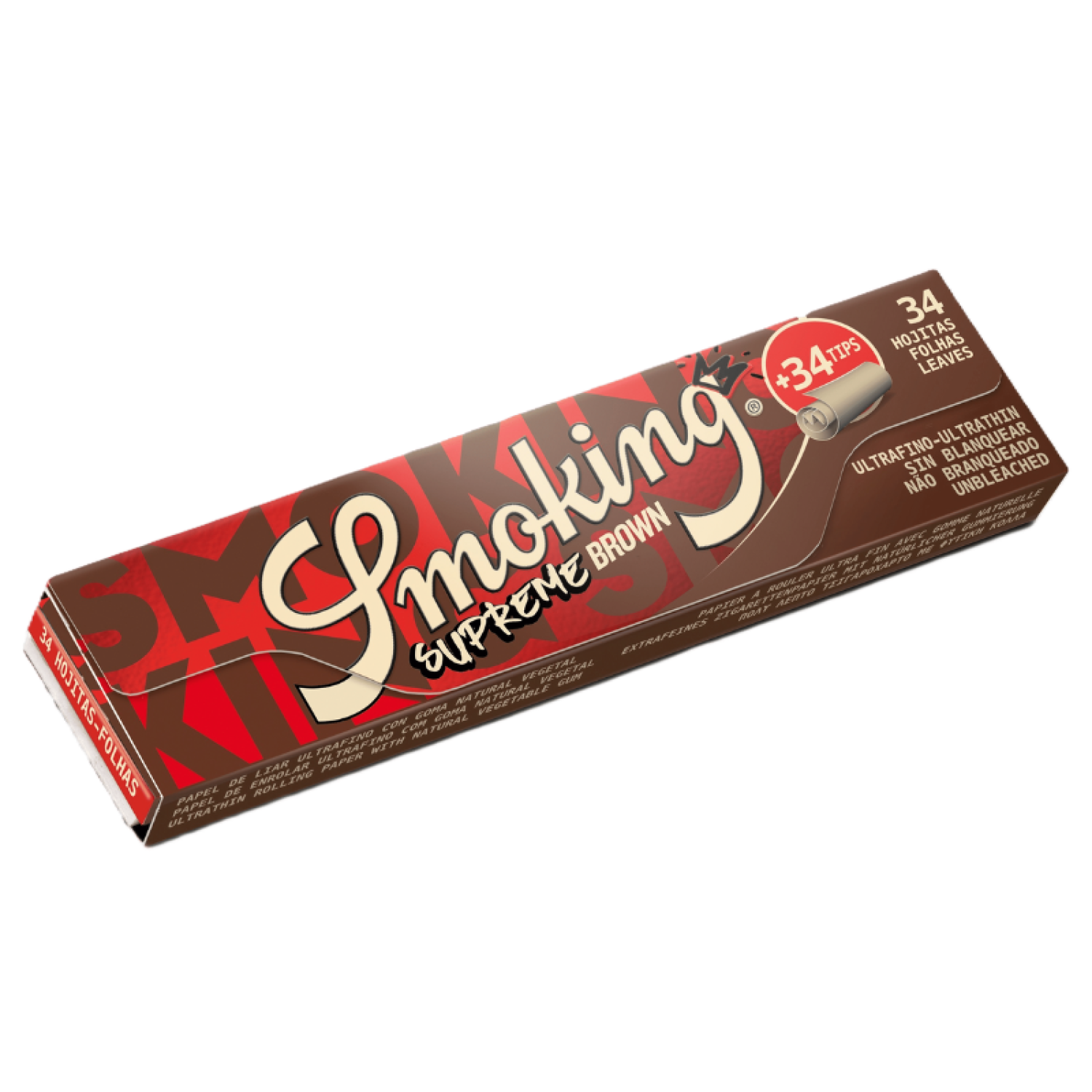 Smoking Supreme BROWN Unbleached King Size Paper + Tips 24er Box , a34 Blatt & 34 Filtertips