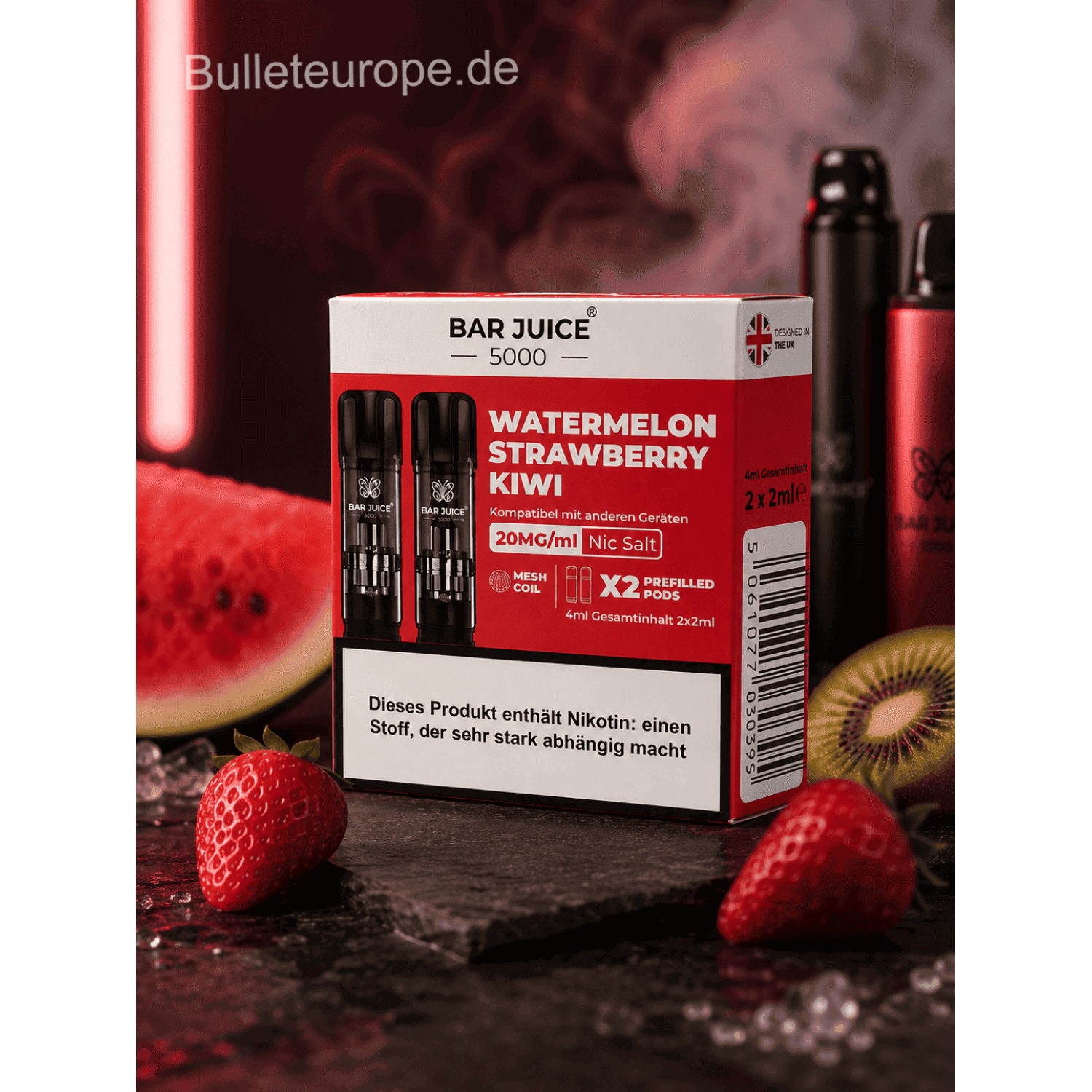 Bar Juice Prefilled Pod | Watermelon Strawberry Kiwi | 2x2ml