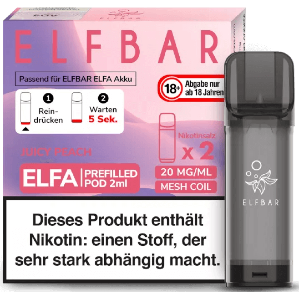 ELFBAR ELFA Peach Ice / Juicy Peach 20mg Nikotin 2er Pack