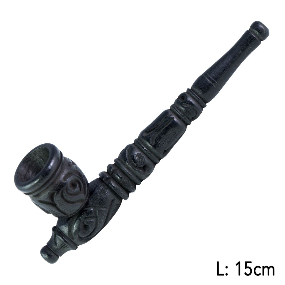 Holzpfeife gravierte aus Ebenholz + kickloch 15cm.