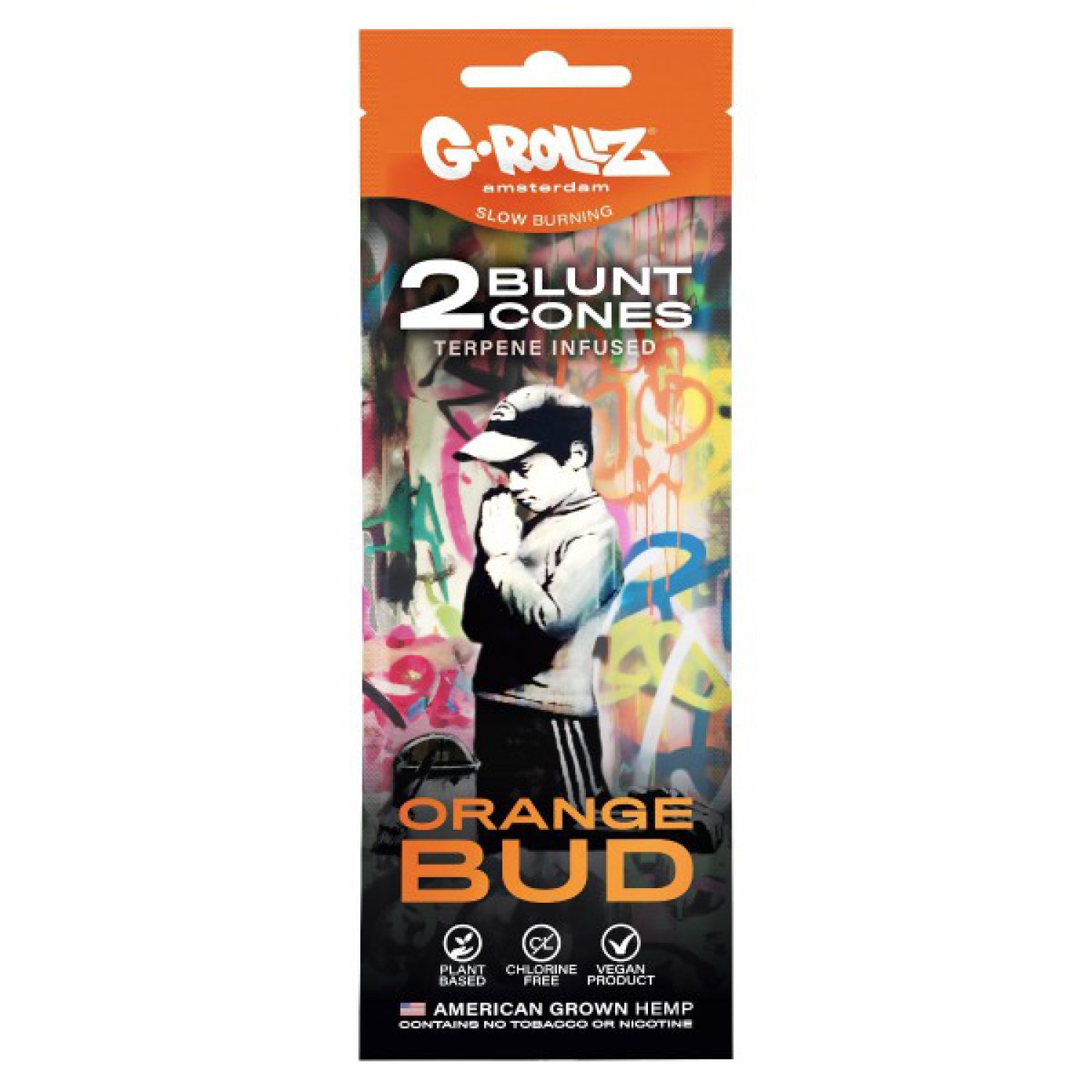 G-Rollz | Banksy's Graffiti - 2x mit Terpen angereicherte Hanfkegel „Orange Bud“ (12er-Display, 24 Packungen)